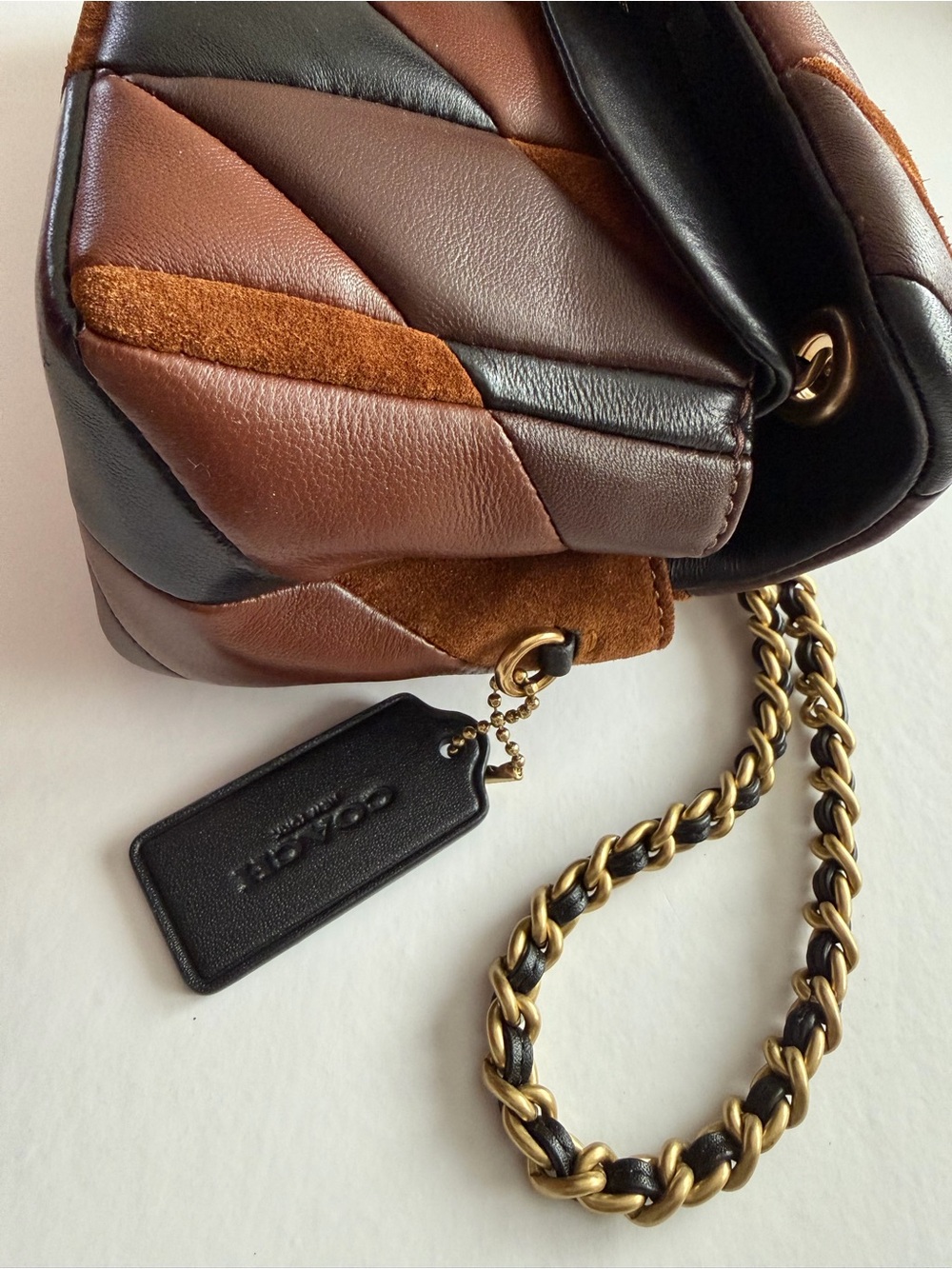 Coach Patchwork Tabby 20, Quilted Leather & Suede Crossbody in Brown and Black - Picture 4 of 4